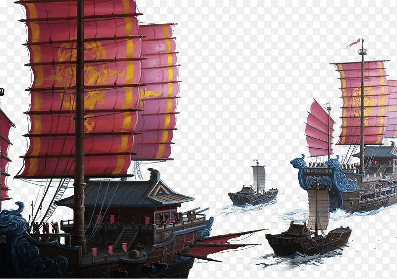 近景古代帆船