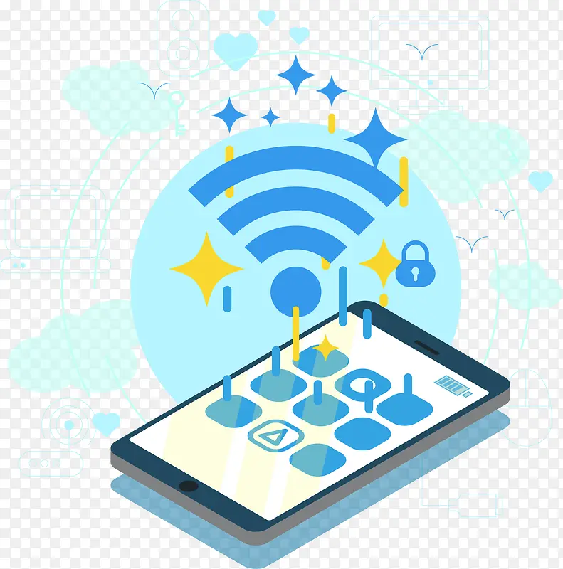 矢量手绘手机WIFI