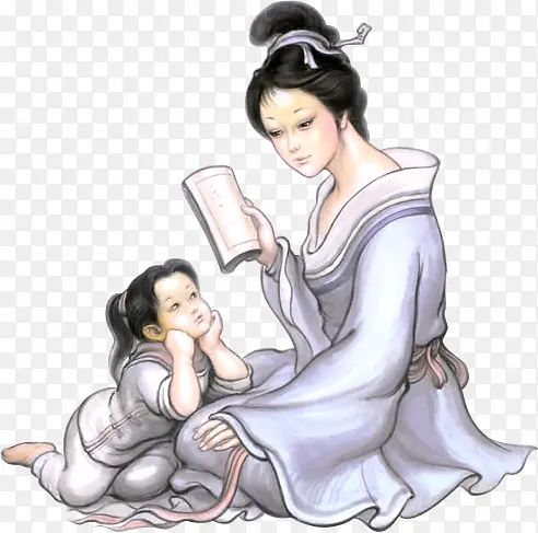 传统人物文化母女学习