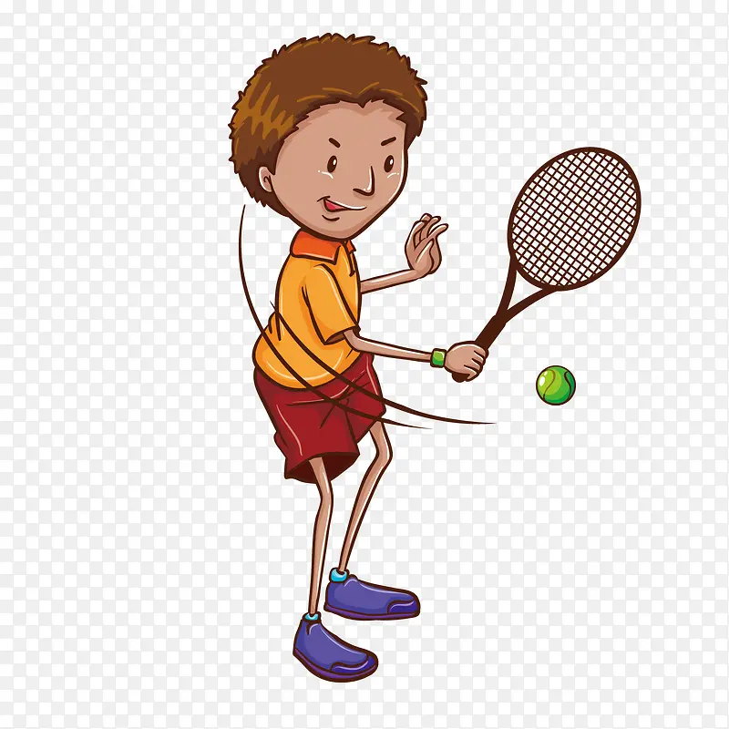 矢量卡通小孩网球运动插画