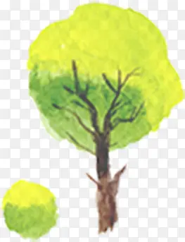 高清手绘立体素描绿色树苗