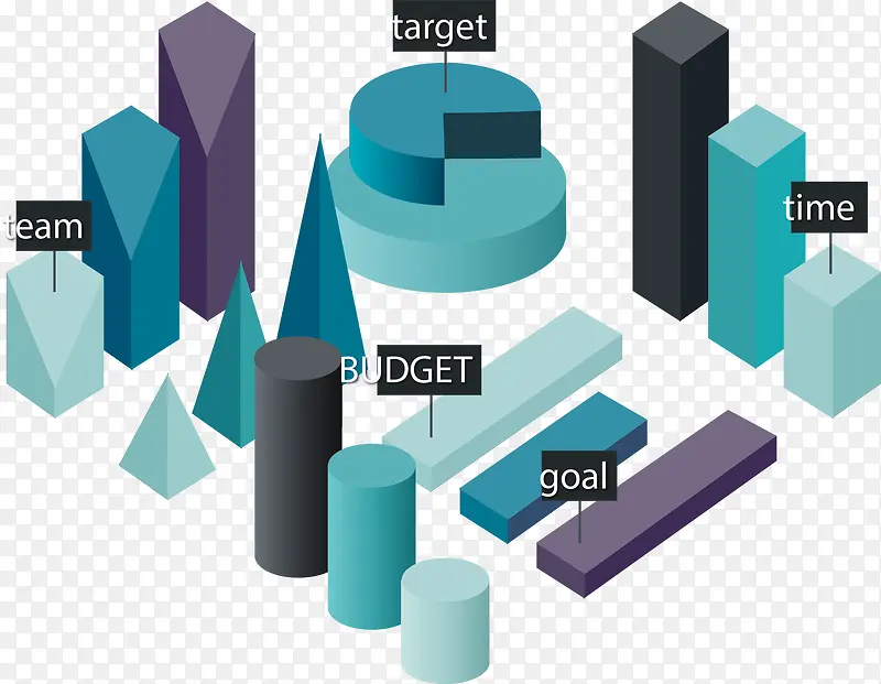 矢量手绘立体图表
