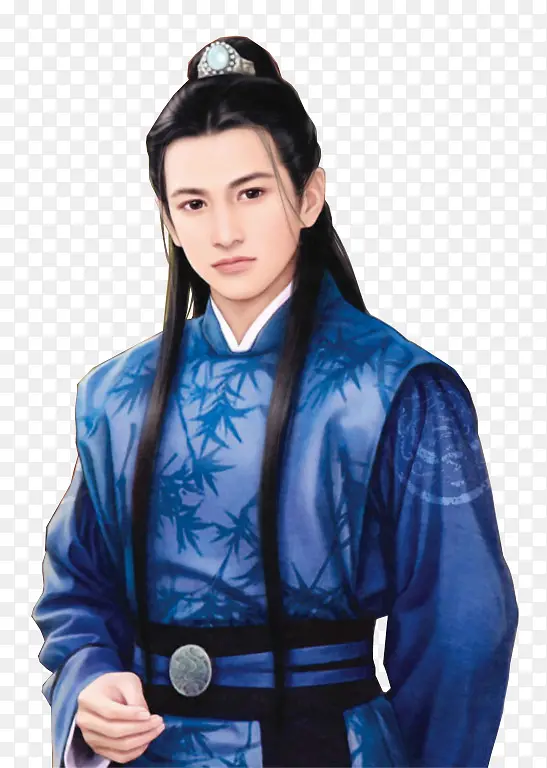 蓝衣干净男子立绘古风