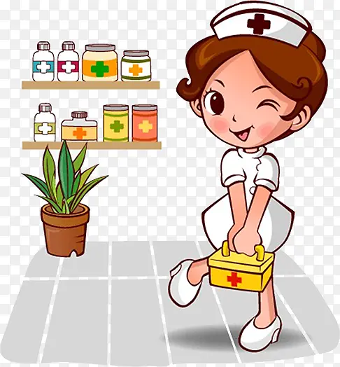 创意扁平卡通风格预防疾病护士