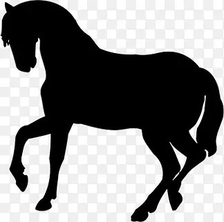 黑色扁平风格动物造型马