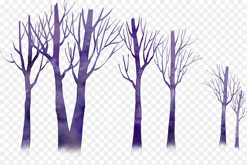 手绘抽象插画树木
