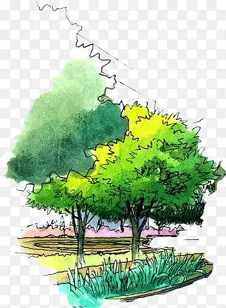 绘画绿化树展板设计
