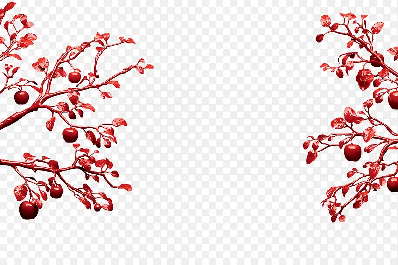红色古典装饰植物