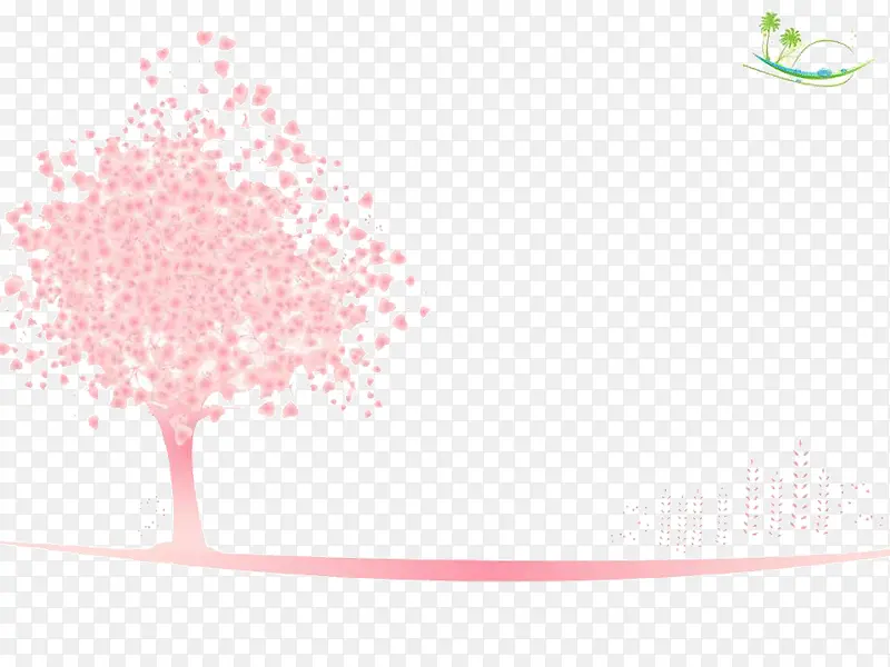 粉色小树系列PPT背景