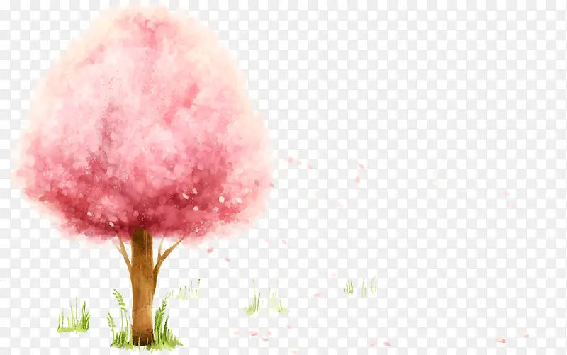 手绘粉色树木插画背景