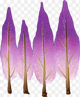 手绘紫色树木卡片