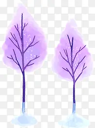 手绘紫色树木梦幻海报