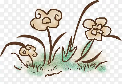 手绘卡通野外小花植物