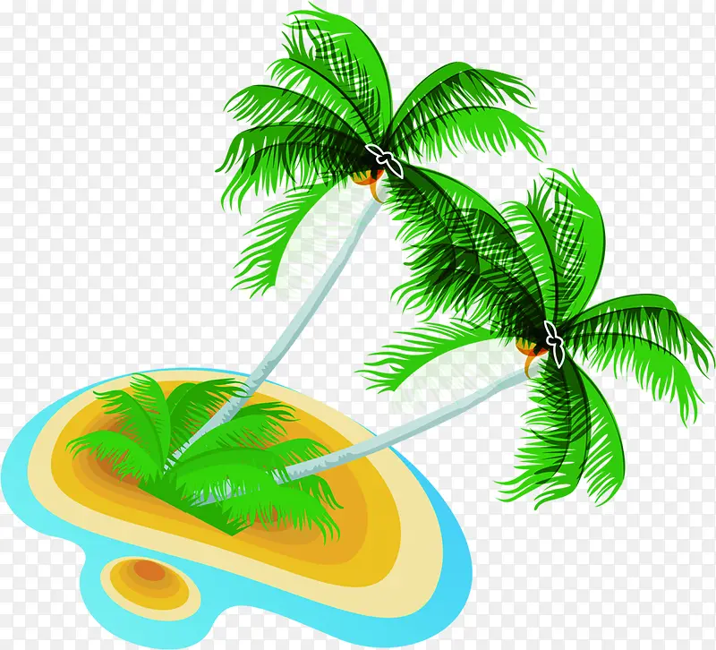 卡通椰子海岛