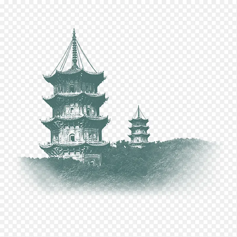水墨楼景