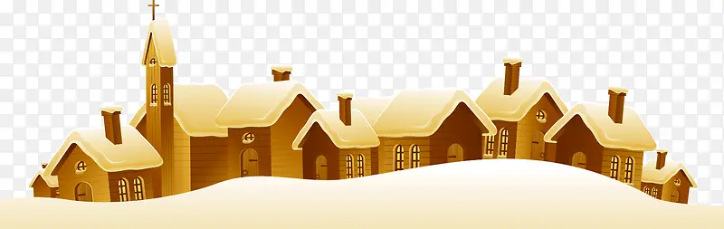 棕色可爱冬季雪中房屋