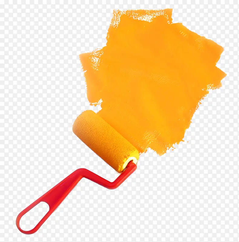 刷橘黄色漆的橘黄色的刷子