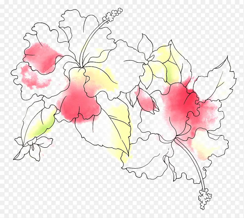 创意手绘合成效果手绘花卉