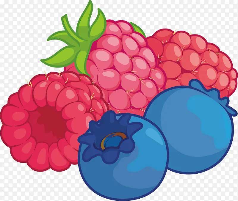 手绘树莓蓝莓