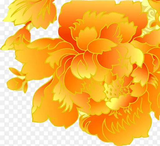 创意合成橙色的花卉图案