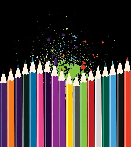 彩色 铅笔 与 漆画-EPS格式1