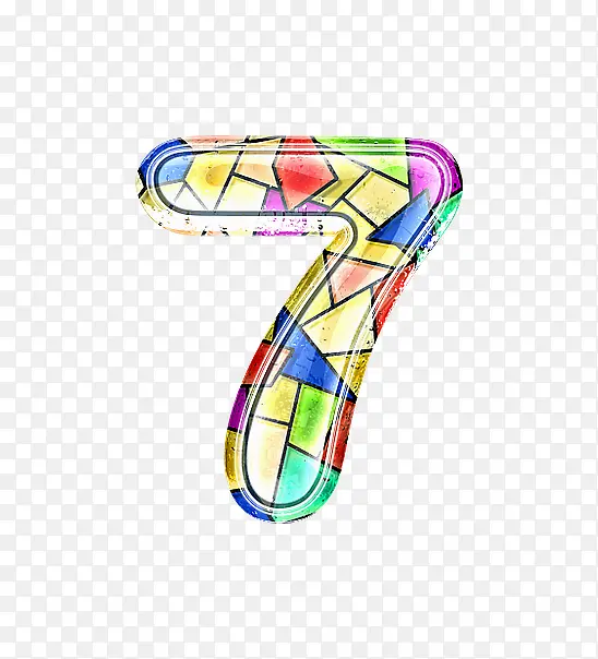 彩色玻璃字母数字7