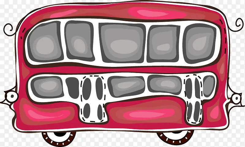 手绘粉色公交汽车图案