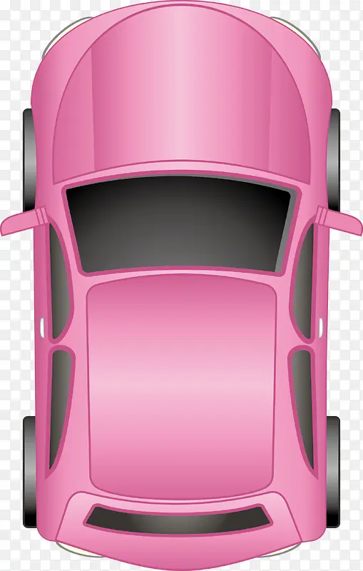 矢量卡通俯视粉色汽车