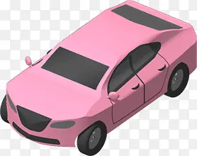 手绘粉色可爱卡通汽车