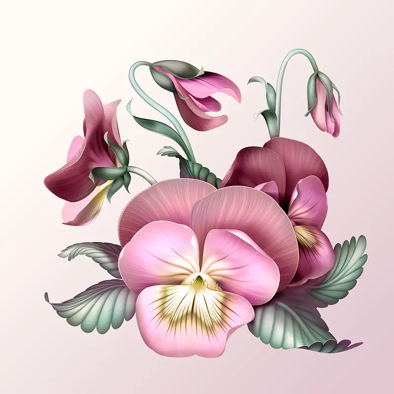 手绘美丽的花朵设计