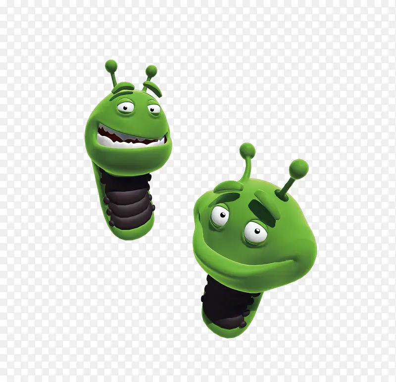 卡通绿虫子表情虫子