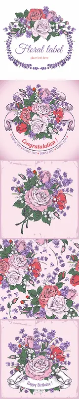紫色玫瑰花花环插图