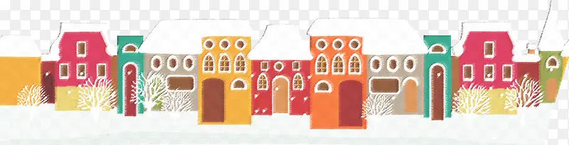 手绘彩色圣诞节房屋