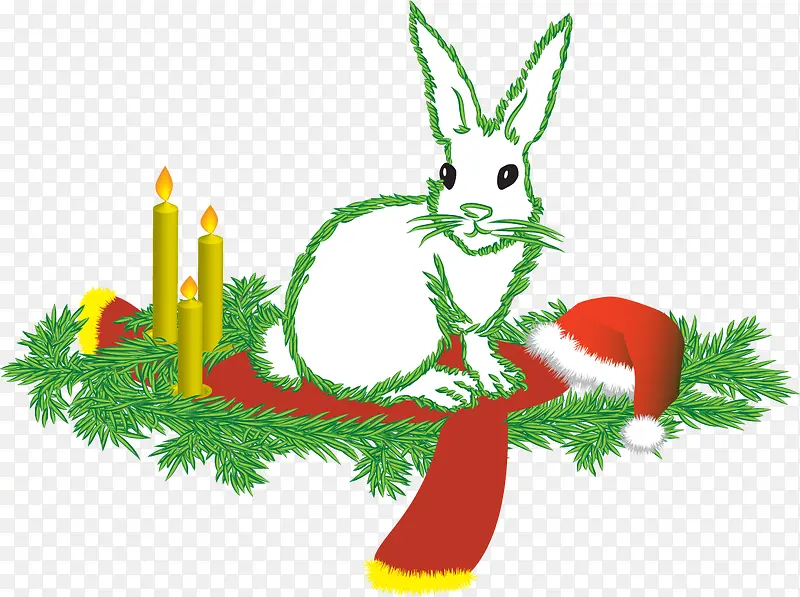 矢量手绘圣诞兔