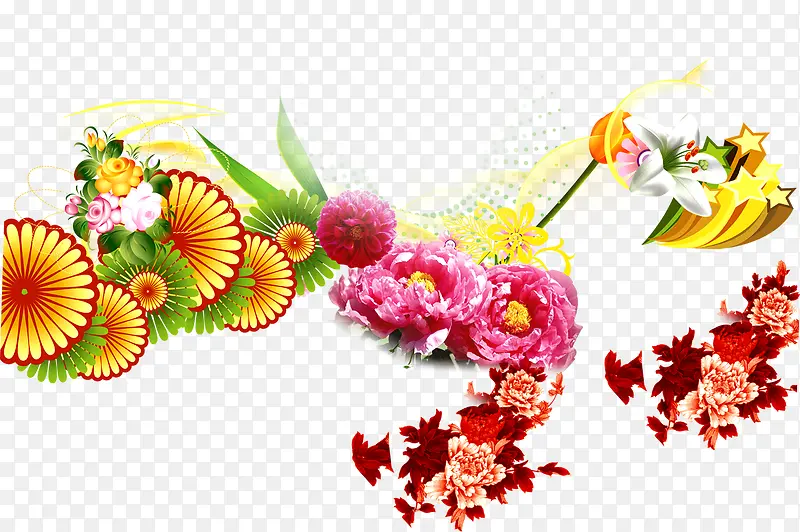 彩色手绘花朵植物装饰贺卡