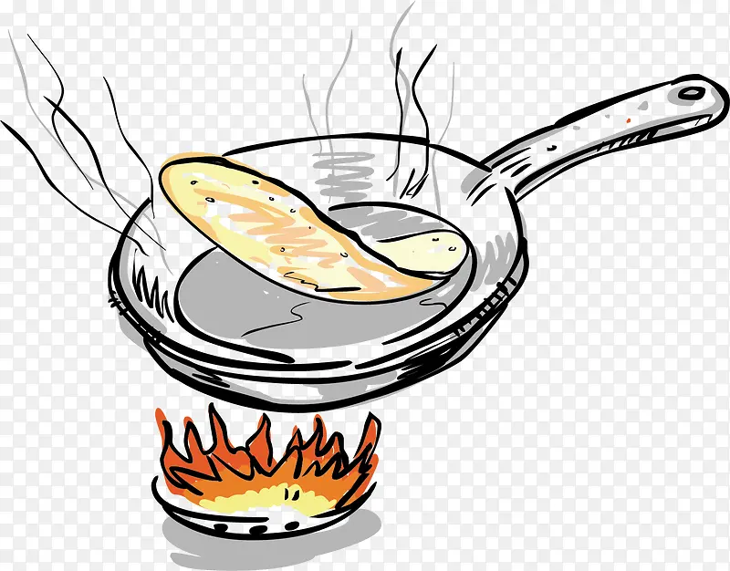 卡通手绘 食物 做饭 火