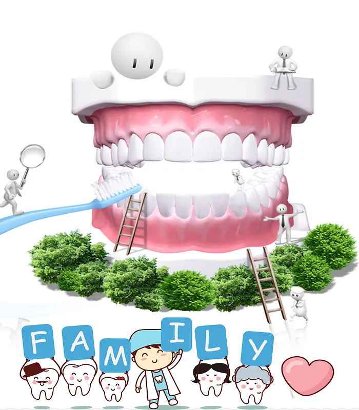 卡通牙齿健康工厂素材