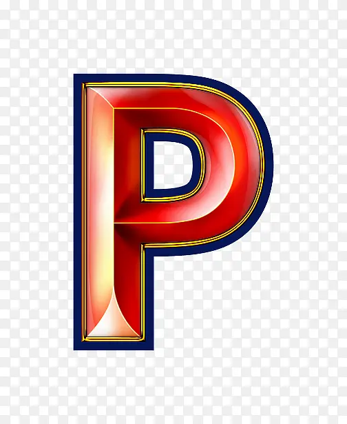 红色立体字母p