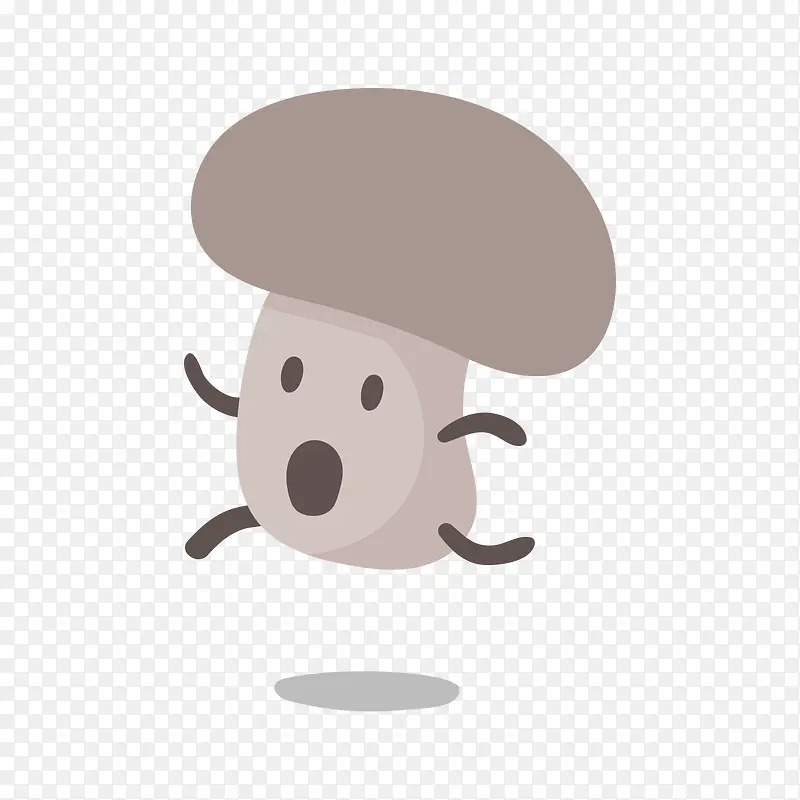 灰色奔跑的卡通菌菇