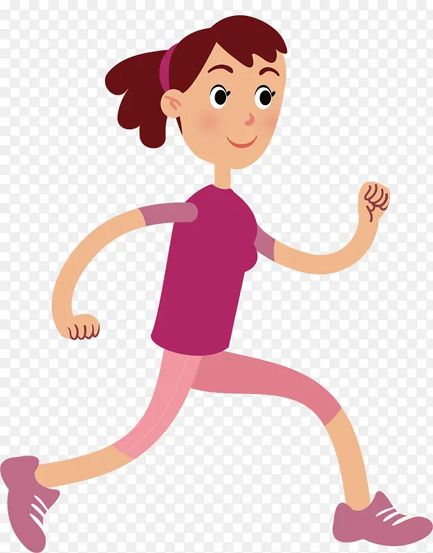 奔跑运动女孩插画