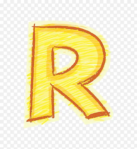 橙色手绘字母r