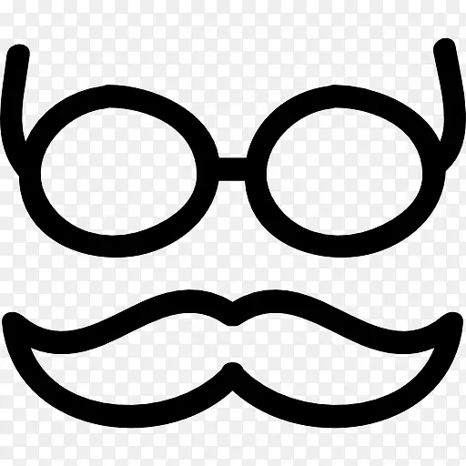 胡子和眼镜手绘轮廓图标