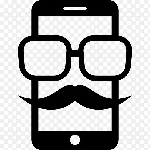 电话与眼镜和胡子图标
