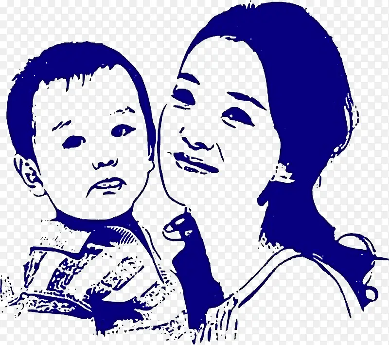 手绘温馨人物母女