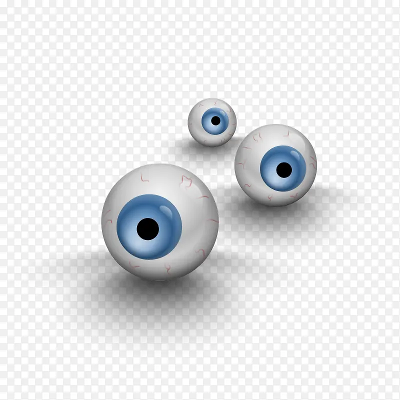 三个蓝色眼球的卡通眼睛