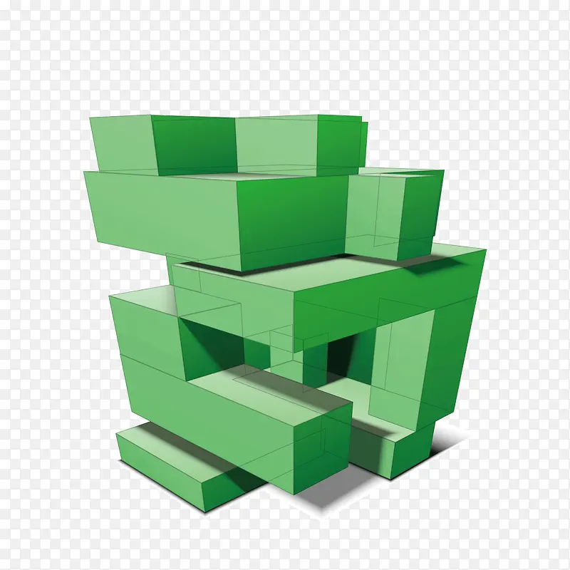 矢量绿色三维抽象方块方体