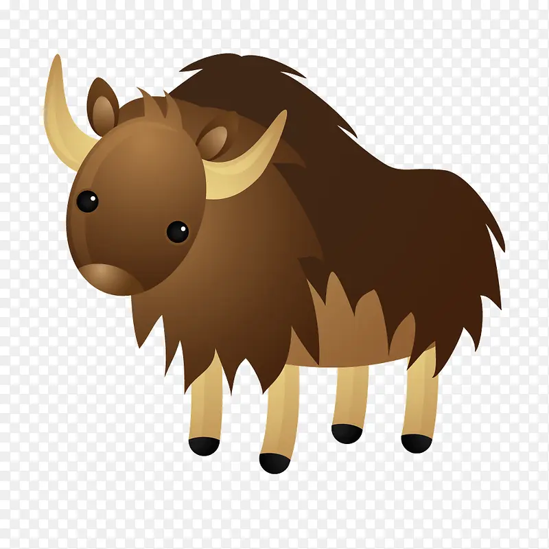 棕色动物卡通牦牛