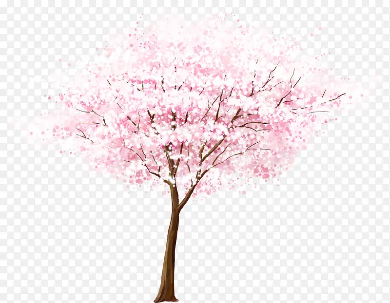 粉色树木创意插画