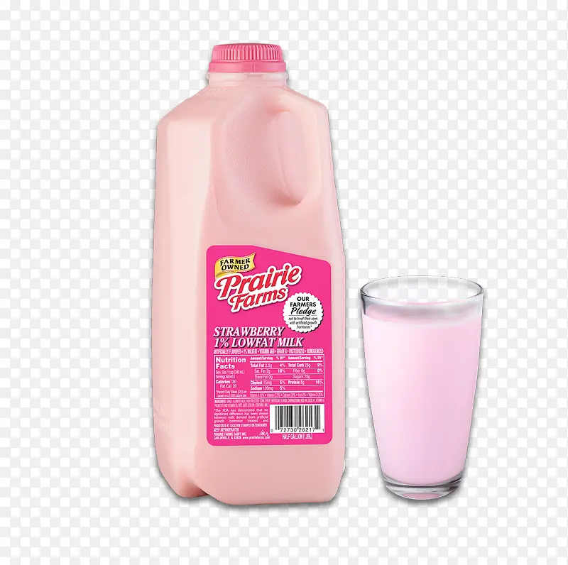 粉红色草莓牛奶素材