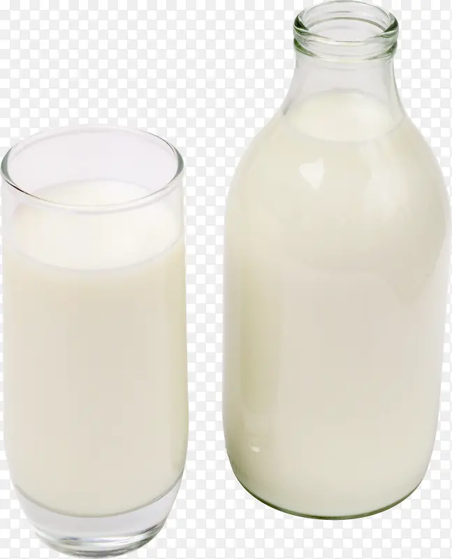 两瓶牛奶透明图
